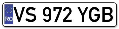 Placuta inmatriculare numar auto  VS-972-YGB, VS 972 YGB, VS972YGB