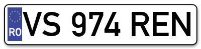 Placuta inmatriculare numar auto  VS-974-REN, VS 974 REN, VS974REN