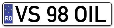 Placuta inmatriculare numar auto  VS-98-OIL, VS 98 OIL, VS98OIL