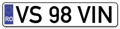 Placuta inmatriculare numar auto  VS-98-VIN, VS 98 VIN, VS98VIN