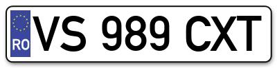Placuta inmatriculare numar auto  VS-989-CXT, VS 989 CXT, VS989CXT