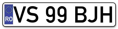 Placuta inmatriculare numar auto  VS-99-BJH, VS 99 BJH, VS99BJH