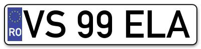 Placuta inmatriculare numar auto  VS-99-ELA, VS 99 ELA, VS99ELA