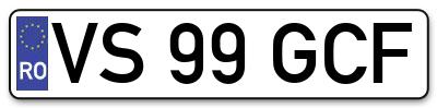 Placuta inmatriculare numar auto  VS-99-GCF, VS 99 GCF, VS99GCF