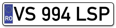 Placuta inmatriculare numar auto  VS-994-LSP, VS 994 LSP, VS994LSP