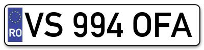 Placuta inmatriculare numar auto  VS-994-OFA, VS 994 OFA, VS994OFA