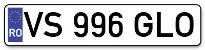 Placuta inmatriculare numar auto  VS-996-GLO, VS 996 GLO, VS996GLO