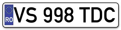 Placuta inmatriculare numar auto  VS-998-TDC, VS 998 TDC, VS998TDC