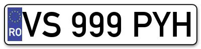 Placuta inmatriculare numar auto  VS-999-PYH, VS 999 PYH, VS999PYH