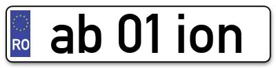 Placuta inmatriculare numar auto  ab-01-ion, ab 01 ion, ab01ion
