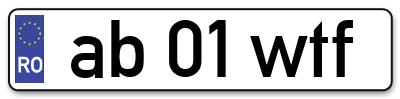Placuta inmatriculare numar auto  ab-01-wtf, ab 01 wtf, ab01wtf