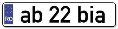 Placuta inmatriculare numar auto  ab-22-bia, ab 22 bia, ab22bia