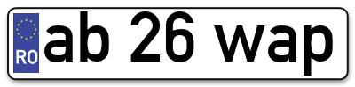 Placuta inmatriculare numar auto  ab-26-wap, ab 26 wap, ab26wap