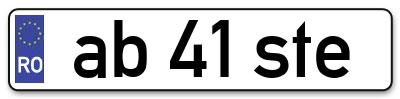 Placuta inmatriculare numar auto  ab-41-ste, ab 41 ste, ab41ste