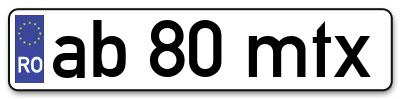 Placuta inmatriculare numar auto  ab-80-mtx, ab 80 mtx, ab80mtx