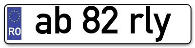 Placuta inmatriculare numar auto  ab-82-rly, ab 82 rly, ab82rly