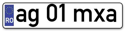 Placuta inmatriculare numar auto  ag-01-mxa, ag 01 mxa, ag01mxa