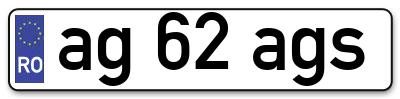 Placuta inmatriculare numar auto  ag-62-ags, ag 62 ags, ag62ags
