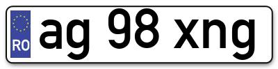 Placuta inmatriculare numar auto  ag-98-xng, ag 98 xng, ag98xng