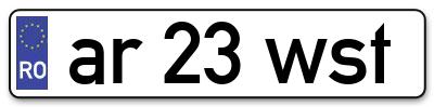 Placuta inmatriculare numar auto  ar-23-wst, ar 23 wst, ar23wst