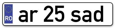Placuta inmatriculare numar auto  ar-25-sad, ar 25 sad, ar25sad