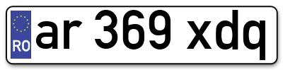 Placuta inmatriculare numar auto  ar-369-xdq, ar 369 xdq, ar369xdq
