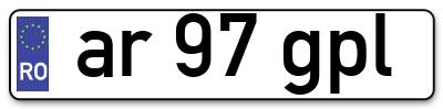 Placuta inmatriculare numar auto  ar-97-gpl, ar 97 gpl, ar97gpl