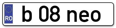 Placuta inmatriculare numar auto  b-08-neo, b 08 neo, b08neo