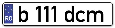 Placuta inmatriculare numar auto  b-111-dcm, b 111 dcm, b111dcm