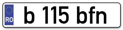 Placuta inmatriculare numar auto  b-115-bfn, b 115 bfn, b115bfn