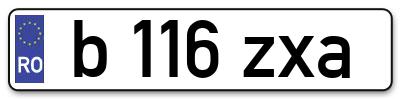 Placuta inmatriculare numar auto  b-116-zxa, b 116 zxa, b116zxa