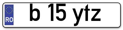 Placuta inmatriculare numar auto  b-15-ytz, b 15 ytz, b15ytz