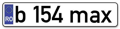 Placuta inmatriculare numar auto  b-154-max, b 154 max, b154max