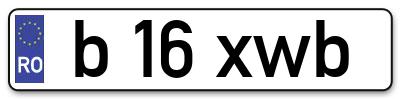 Placuta inmatriculare numar auto  b-16-xwb, b 16 xwb, b16xwb