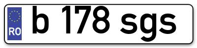 Placuta inmatriculare numar auto  b-178-sgs, b 178 sgs, b178sgs