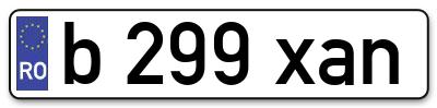 Placuta inmatriculare numar auto  b-299-xan, b 299 xan, b299xan
