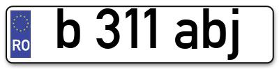 Placuta inmatriculare numar auto  b-311-abj, b 311 abj, b311abj