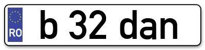 Placuta inmatriculare numar auto  b-32-dan, b 32 dan, b32dan