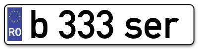 Placuta inmatriculare numar auto  b-333-ser, b 333 ser, b333ser