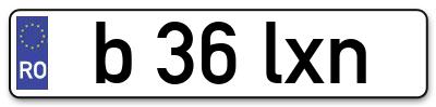 Placuta inmatriculare numar auto  b-36-lxn, b 36 lxn, b36lxn