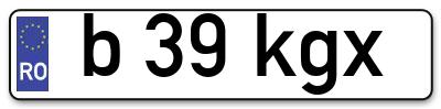 Placuta inmatriculare numar auto  b-39-kgx, b 39 kgx, b39kgx