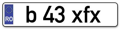 Placuta inmatriculare numar auto  b-43-xfx, b 43 xfx, b43xfx