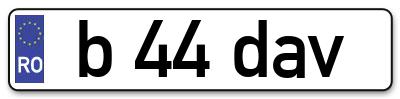 Placuta inmatriculare numar auto  b-44-dav, b 44 dav, b44dav