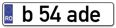 Placuta inmatriculare numar auto  b-54-ade, b 54 ade, b54ade