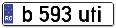 Placuta inmatriculare numar auto  b-593-uti, b 593 uti, b593uti