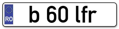 Placuta inmatriculare numar auto  b-60-lfr, b 60 lfr, b60lfr
