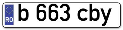 Placuta inmatriculare numar auto  b-663-cby, b 663 cby, b663cby