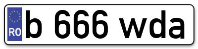 Placuta inmatriculare numar auto  b-666-wda, b 666 wda, b666wda
