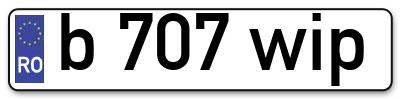 Placuta inmatriculare numar auto  b-707-wip, b 707 wip, b707wip