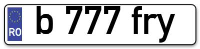 Placuta inmatriculare numar auto  b-777-fry, b 777 fry, b777fry
